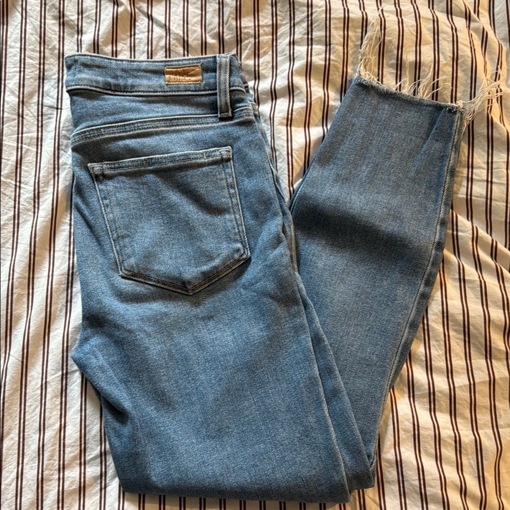 PAIGE Blue Ankle Cropped Jeans